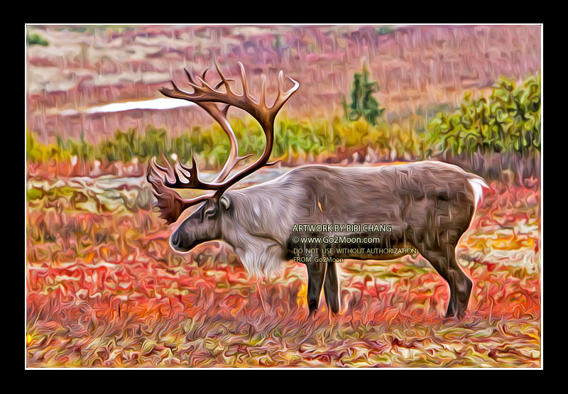 Caribou Oil Painting
